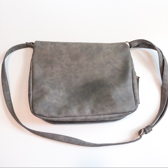 Large Gray Zipper Flap Crossbody - Picture 9 of 10